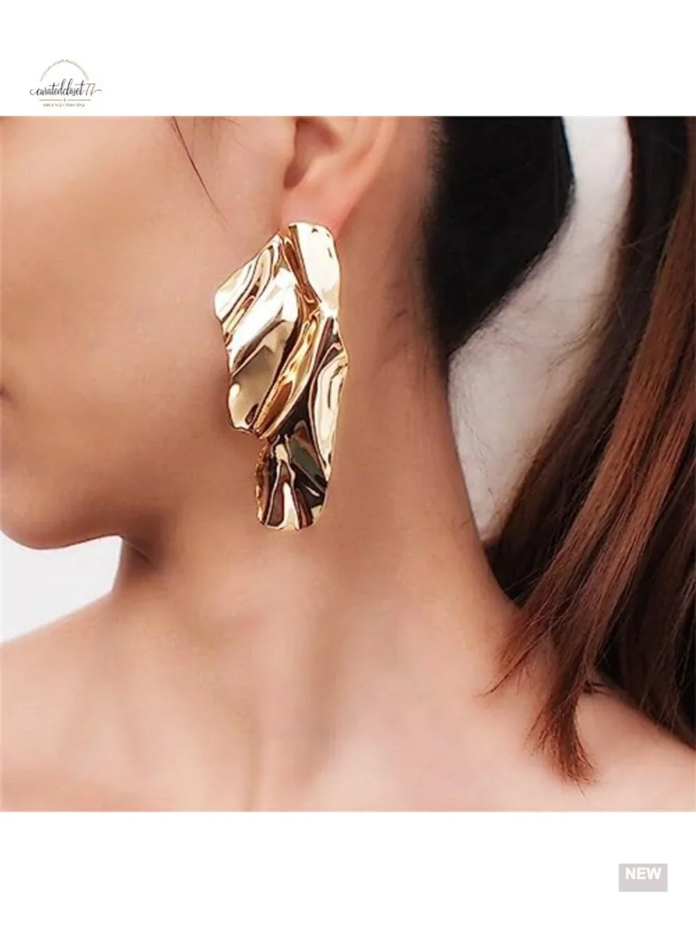 Large Geometric Metal Drop Dangle Earrings Hypoallergenic Minimalist Fashion